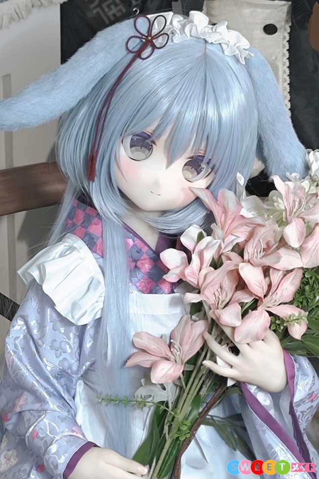 人偶箱庭 百瀬輝夜 水色の和風うさ耳メイド アニメラブドール 140cm AAカップ シリコンヘッド+TPEボディ ダッチワイフ