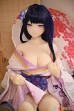 AotumeDoll 155cm Cカップ M4 シリコンヘッド＋TPEボディ 二次元風ラブドール、椅子に腰掛けた雷電将軍風コスプレの全身姿