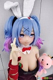 Aotume Doll 155cm Cカップ M7 シリコンヘッド＋TPEボディ、初音ミク風の二次元ドールがトランプとポーカーチップを手に持ち、黒いバニー衣装で立つ全身ショット