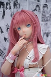 KH003-A 紬 Kiradols 150cm Aカップ、白いフリル衣装とピンクの首輪で指を唇へ添えるアニメドール