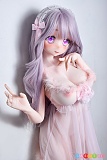 Elsababe 140cmのシリコンドール RAD040 清野柠檬、透け感のあるピンクドレスで片手を横へ伸ばすアダルトドールの立ち姿