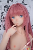 シリコンドール Kiradols 150cm KH003-A 紬、青い瞳とピンクヘアを見せながら指を唇へ添えたアニメドールの近景