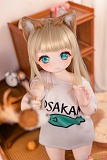 小豆粉 JSLDOLL 120cm AAカップ、TPE製ボディ＋PVCヘッドのアニメドール、ブルーの大きな瞳と金髪の猫耳美少女がこちらへ手を伸ばす上半身ショット