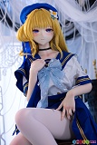 MW Girl 魔物姫 155cm Cカップ 啾比（フィービー）シリコンドール、椅子に座って脚を組み胸元の大きなリボンを見せる鳴潮風アニメドール