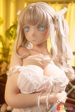 Kiradols #KH003-B 紬 155cm Dカップ シリコン製アニメドール、白レース姿とパールアクセサリーを見せる正面上半身