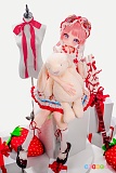 XYGO(許願谷) 小珂(Xiaoke) 142cm AAカップ アニメドール シリコンヘッド TPEボディ ティーカップを持つ姿・座りポーズ・白いぬいぐるみ・赤白衣装