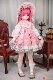 JSLDOLL 明理 120cm AAカップ アニメドール ビニールヘッド TPE製ボディ、ピンク色のロリータ衣装と帽子を着用した全身スタイル写真
