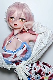 ELsababe 144cm AHR026 桃井望 ラブドール、白い羽織と柄入り衣装の立ち姿