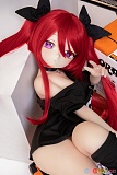 MOZU Doll 緋緋Faye 1/2 アニメドール。クールな赤髪ツインテール姿、黒トップスでアンプ横に寄りかかる上半身。