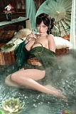 Doll Senior 165cm Fカップ #29水尺葵 Aoi ラブドール 水辺の座り姿 指を口元に添えるポーズ