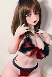 Elsababe 151cm 巨乳 RAD054 苺谷恋 ラブドール、赤黒の猫耳衣装で両手を上げた立ち姿