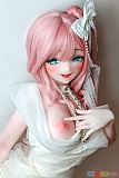 Elsababe 140cm 巨乳 RAD025 花坂由香 アダルトドール、白いドレスをずらして胸元を見せる上半身姿