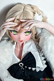 Elsababe 140cm 巨乳 RAD021 水城理沙 コレクションドール、両手を額の近くに添えた緑の瞳の顔アップ