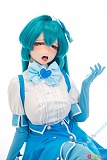 Kiradols 155cm Dカップ #KH004-D3 Risa エロフィギュア、片手を上げて座る青と白の衣装姿の上半身
