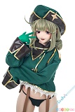 Kiradols 155cm Dカップ Himari エロフィギュア、腕を組み片手を顔の横に添えた緑色の衣装姿