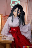 エロドール M1 145cm Bカップ Aotume Doll、本を添えた巫女装束の座り姿