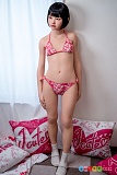 J-cute 144cm Aカップ 咲良 エロフィギュア、横を見る花柄ビキニの正面全身姿