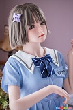 #96B Shio 145cm AAカップ My Loli Waifu エロドール、水色セーラー服と紫リボンの斜め上半身姿