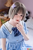 My Loli Waifu #96B Shio ダッチワイフ 145cm AAカップ、指先を口元に添えた灰色ボブの上半身姿