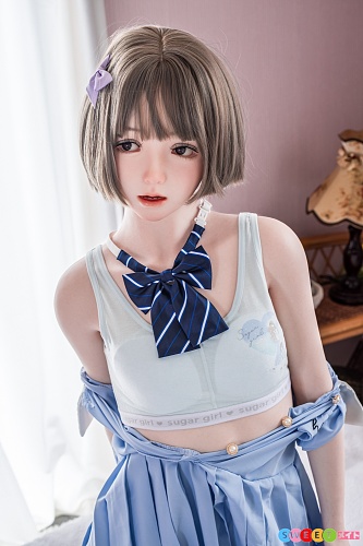 My Loli Waifu ##96B Shio 口開閉機能付き 145cm AAカップ ブルー制服風コーデの美少女ドール 宣伝画像はフルシリコン製