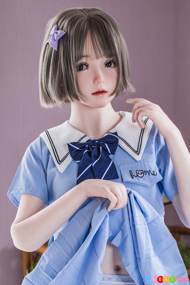 My Loli Waifu ##96B Shio 口開閉機能付き 145cm AAカップ ブルー制服風コーデの美少女ドール 宣伝画像はフルシリコン製