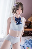 145cm AAカップ #96B Shio My Loli Waifu アダルトドール、水色インナーとネクタイの正面立ち姿