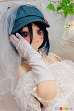 Aotume Doll エロフィギュア 145cm Bカップ M16、白いベールと手袋の顔寄り上半身姿
