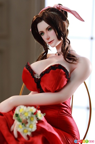 Mini Doll アリス エアリス風コスプレ×赤ドレス ラブドール アニメ美少女 ミニ 1/3ドール 68cm 巨乳 フルシリコン製 宣材写真は植毛タイプ