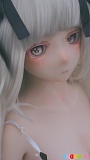 二次元ドール Kiradols 紬 155cm Bカップ、黒いリボンと白髪を捉えた顔周り接写
