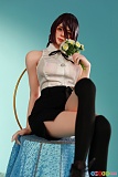 レゼ Mini Doll アダルトドール 70cm 巨乳、花束を持ち椅子に腰掛ける脚上げ座像