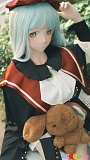 紬 ダッチワイフ Kiradols 155cm Dカップ、帽子に手を添えた赤黒衣装の上半身像