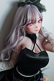 秋月祈 ダッチワイフ Elsababe 151cm 巨乳、パールベルト付き黒ドレスの斜め上半身像