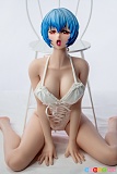 エロドール 綾波麗 62cm 巨乳 Mini Doll、白い編み上げ衣装で両膝を開く座像