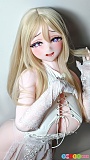 157cm 巨乳 ダッチワイフ Elsababe AHRC040、毛先を持つ白レース衣装の上半身姿