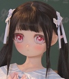 AMEDOLL #202ヘッド 125cm Cカップ アニメ調 黒髪ロング×水色制服の萌え系ドール フィギュア フルシリコン製アニメドール