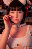 結月 J-cute アダルトドール 153cmBカップ、頬に手を添えた猫耳姿の顔アップ