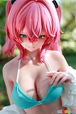 BCDOLL 60cmEカップ ミナ ラブドール、ピンクのツインテールと水色ビキニの上半身姿