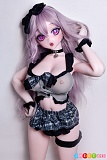 Elsababe 花守熏 148cm 巨乳 アニメドール、黒リボンと灰色チェック衣装の全身立ち姿
