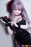 Elsababe 早川紗綾 148cm アニメドール、赤いバラ付きの扇子を両手で持つ上半身姿