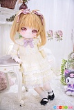 彩姫堂 乃惠瑶（のえる）88cm アニメドール、椅子に手を添えた黄色いレースドレスの立ち姿