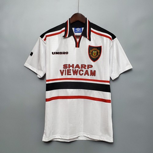 97-98 Manchester United White  Retro Jersey/97-98曼联白色
