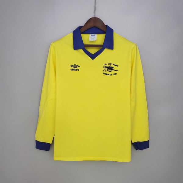 71-79 Arsenal Away Yellow Long Sleeve Retro Jersey/71-79 阿森纳客场长袖