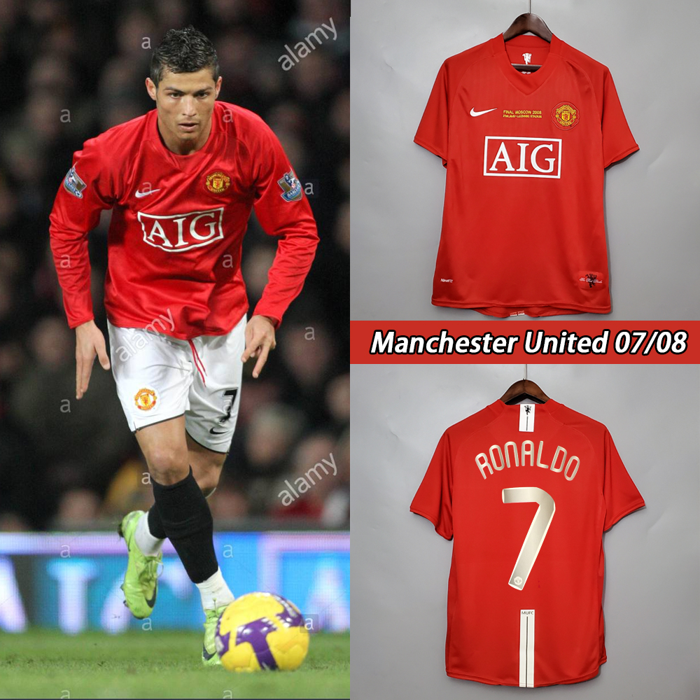 07-08 Manchester United Home Red Retro Jersey with 7#RONALDO