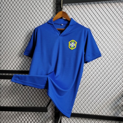 1957-1962 Brazil Away Blue Retro Jersey/1957-1962巴西客场