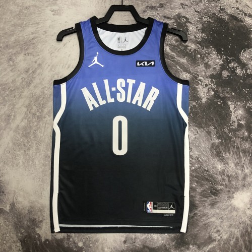 2023 NBA All Star Blue 0#HALIBURTON  Hot Pressed Jersey