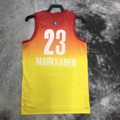 2023 NBA All Star Yellow  23#MARKKANEN  Hot Pressed Jersey