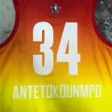 2023 NBA All Star Yellow  34#ANTETOKOUNMPO  Hot Pressed Jersey