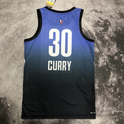 2023 NBA All Star Blue  30#CURRY Hot Pressed Jersey