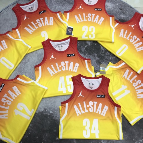 2023 NBA All Star Yellow  0#LILLARD  Hot Pressed Jersey
