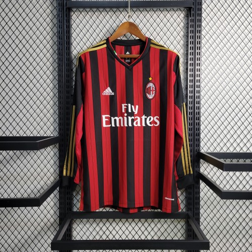 13-14 AC Milan Home Retro Long Sleeve Fans Jersey/13-14 AC米兰主场长袖